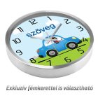  Cuki gyerek falióra kék kisautót vezető kisfiú grafikával és zöld domboldallal