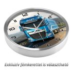 DAF XF típusú kék nyergesvontató kamion kanyargós aszfaltúton és egyedi névvel kérhető számlappal
