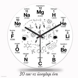 Fehér kémia falióra – periódusos design