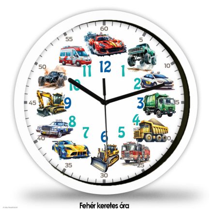 Járműves gyerekszobai falióra