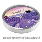 Levendulamező falióra naplementés provence-i tájképpel és Levendula Szeretem felirattal