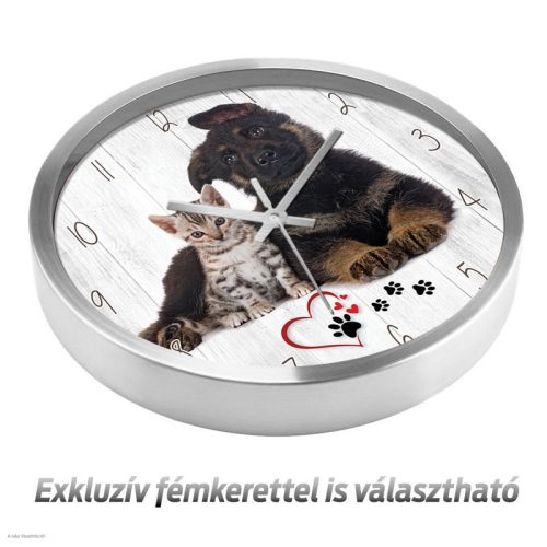 Cicás és kutyás falióra – részletgazdag