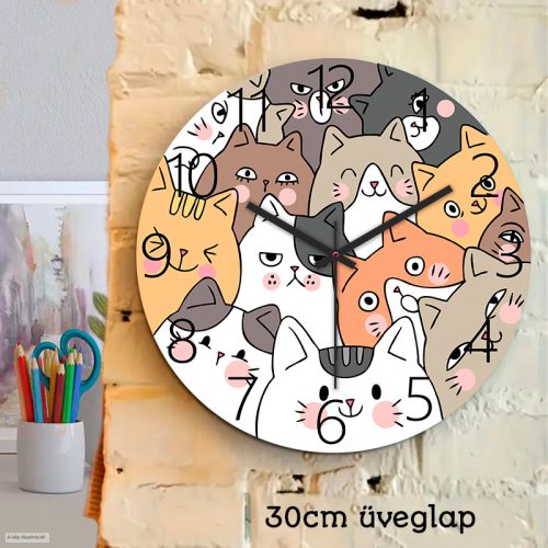 Macskás falióra – Vidám cicás dizájn