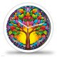 Mandala életfa falióra – Színes, üveglapos design