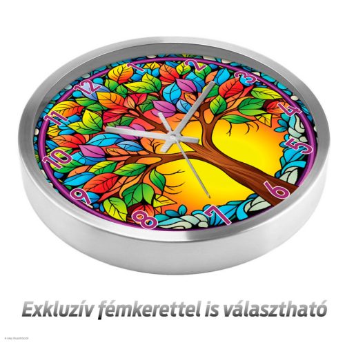 Mandala életfa falióra – Színes, üveglapos design