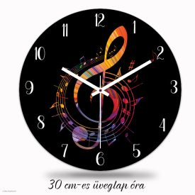 Zenei kulcs falióra – színes kotta mintával
