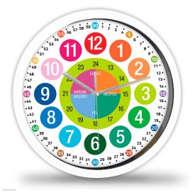   Tanuló falióra gyerekeknek – Színes oktatóóra, magyar feliratokkal