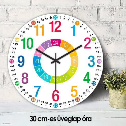 Tanuló falióra nagy számokkal – pasztell