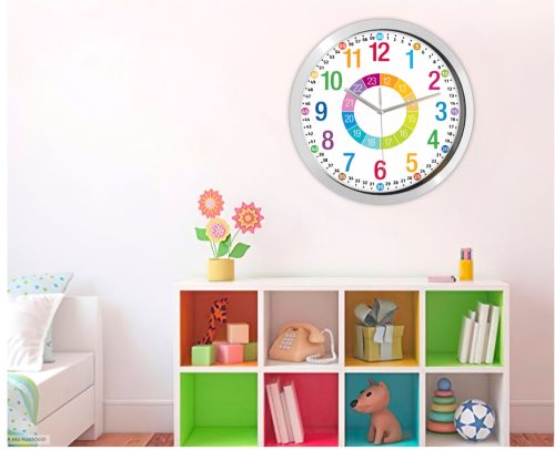 Tanuló falióra nagy számokkal – pasztell