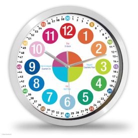 Tanuló falióra nagy számokkal – színes