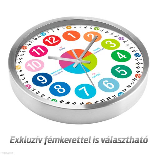 Tanuló falióra nagy számokkal – színes