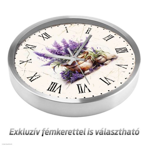 Levendulás falióra rusztikus mintával