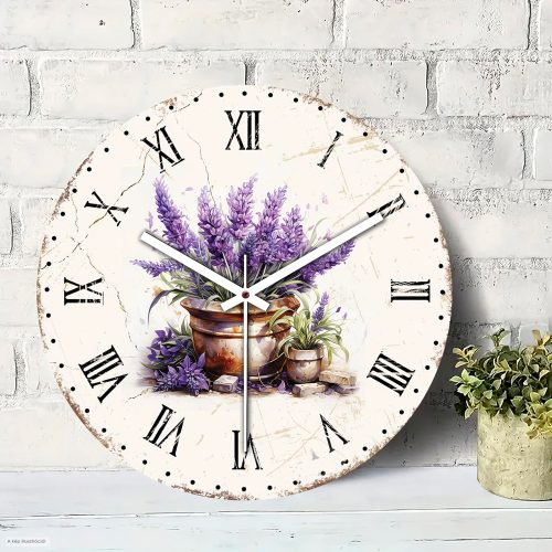 Levendulás üveg falióra 30 cm