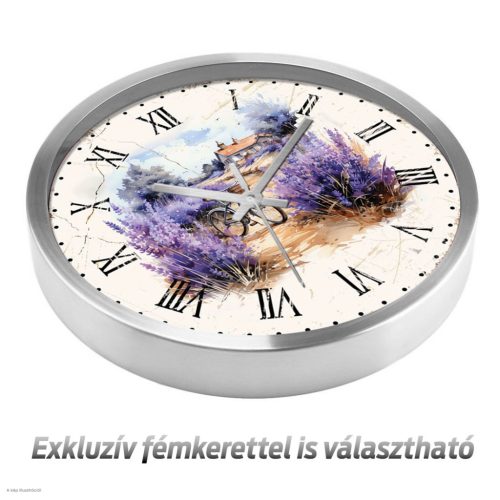 Levendulás falióra rusztikus mintával – illusztrált