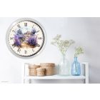 Levendulás falióra rusztikus mintával – illusztrált