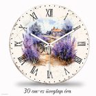 Levendulás üveg falióra 30 cm – színes