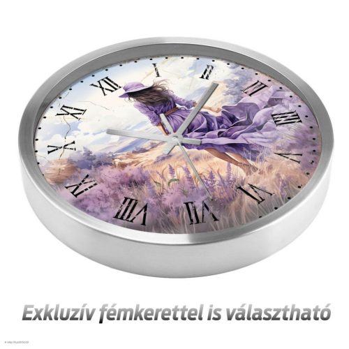 Levendulás falióra rusztikus mintával – pasztell