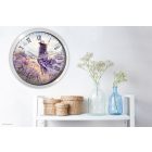 Levendulás falióra rusztikus mintával – pasztell