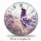 Levendulás üveg falióra 30 cm – skandináv