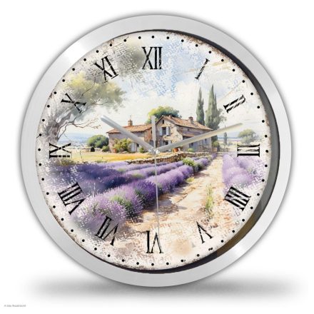 Levendulás falióra rusztikus mintával – klasszikus