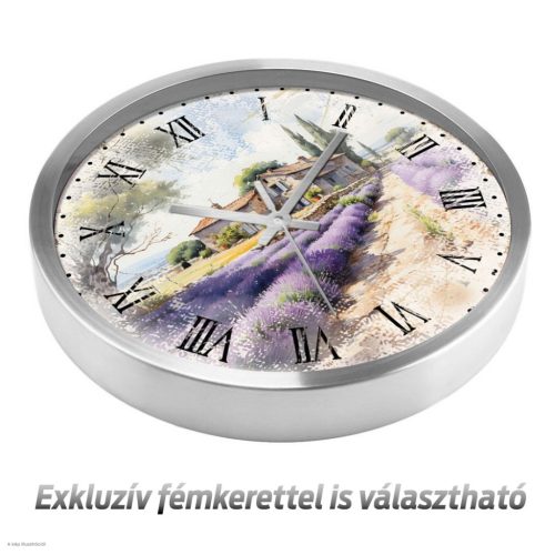 Levendulás falióra rusztikus mintával – klasszikus