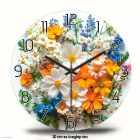 Színes vadvirág falióra – fehér keretes