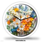 Színes vadvirág falióra – fehér keretes