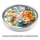 Színes vadvirág falióra – fehér keretes