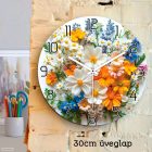 Színes vadvirág falióra – fehér keretes